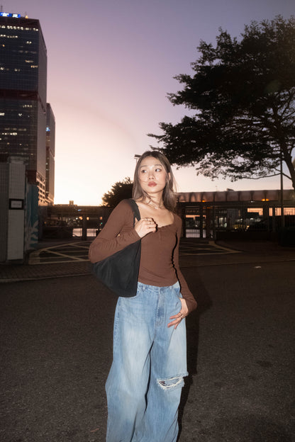[ 🆕 歐美基礎 🤎 鈕扣彈性 top ] California Sunset Button Up Top - 2 colours