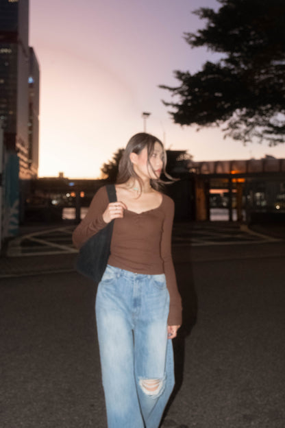 [ 🆕 歐美基礎 🤎 鈕扣彈性 top ] California Sunset Button Up Top - 2 colours
