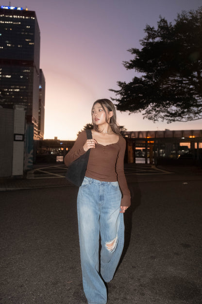 [ 🆕 歐美基礎 🤎 鈕扣彈性 top ] California Sunset Button Up Top - 2 colours