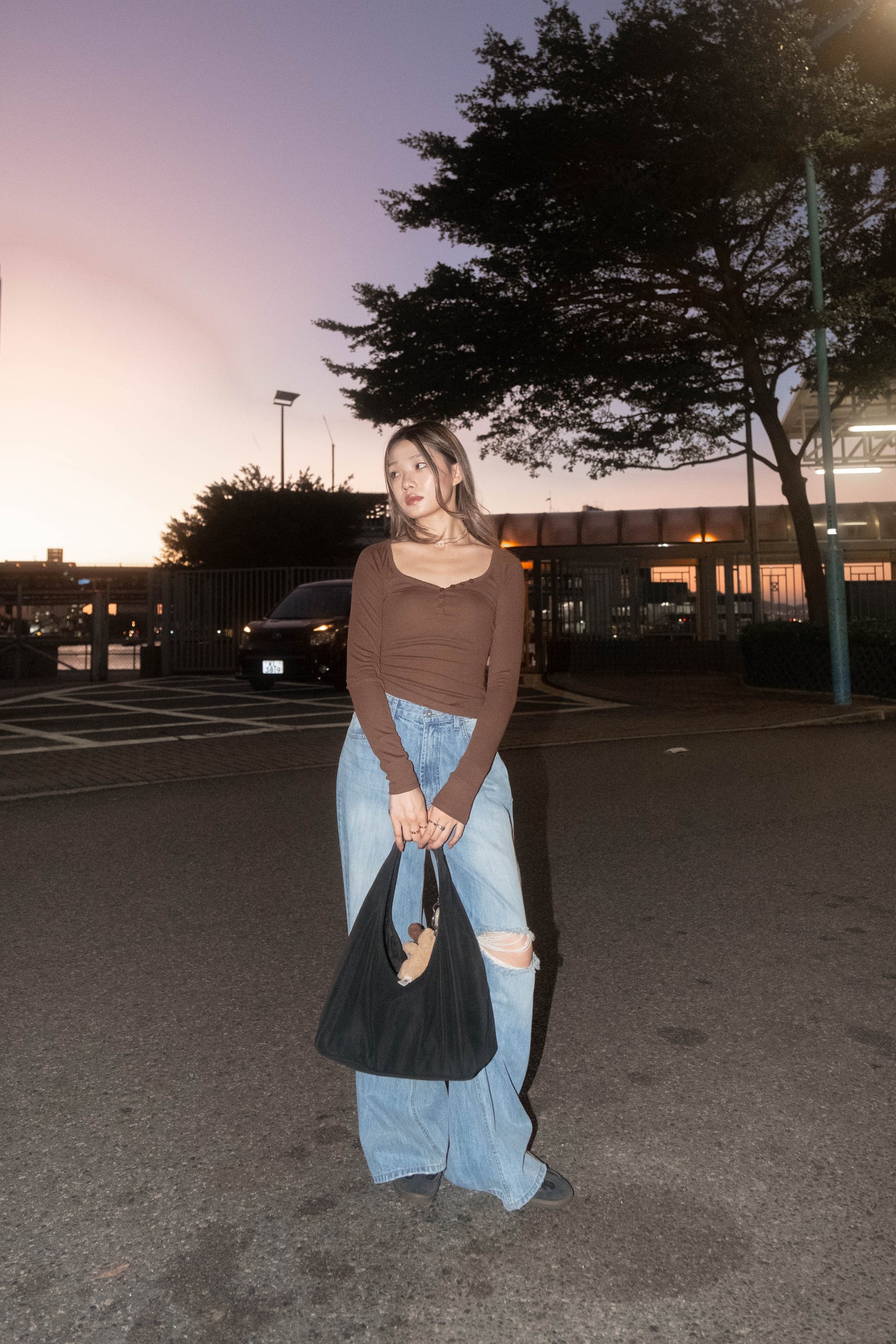 [ 🆕 歐美基礎 🤎 鈕扣彈性 top ] California Sunset Button Up Top - 2 colours