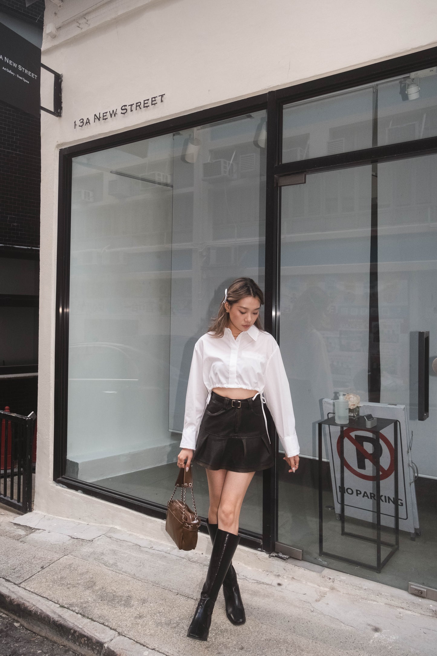 [ 大推介！復古甜美 可甜可鹽 ] Scotland Faux Leather Mini Skirt