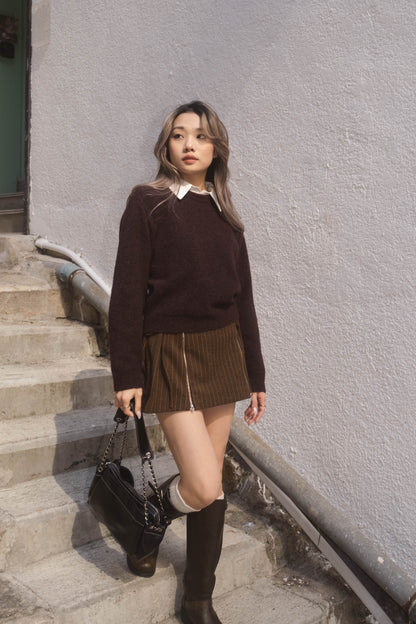 [ 大推介 🕊️🫧 絨布直間短裙 百搭有設計! ] Multi Pleated Skirt Stripes - 2 colours