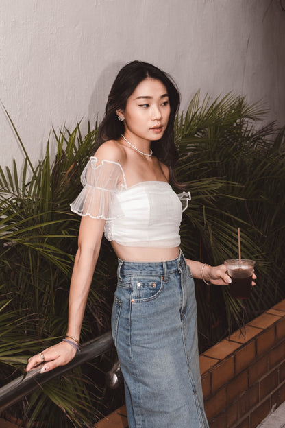 [ Mini 版飛飛紗袖~] Tina Flying Top - White