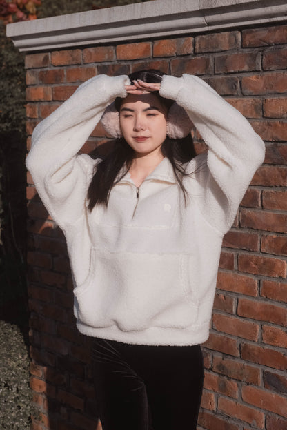 [ 暖 “粒粒” 拉鍊衛衣 ] Teddy Half Zip Pullover - Ivory