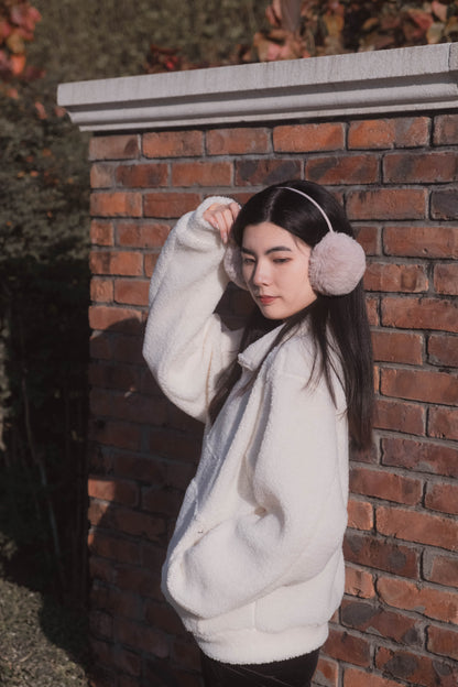[ 暖 “粒粒” 拉鍊衛衣 ] Teddy Half Zip Pullover - Ivory