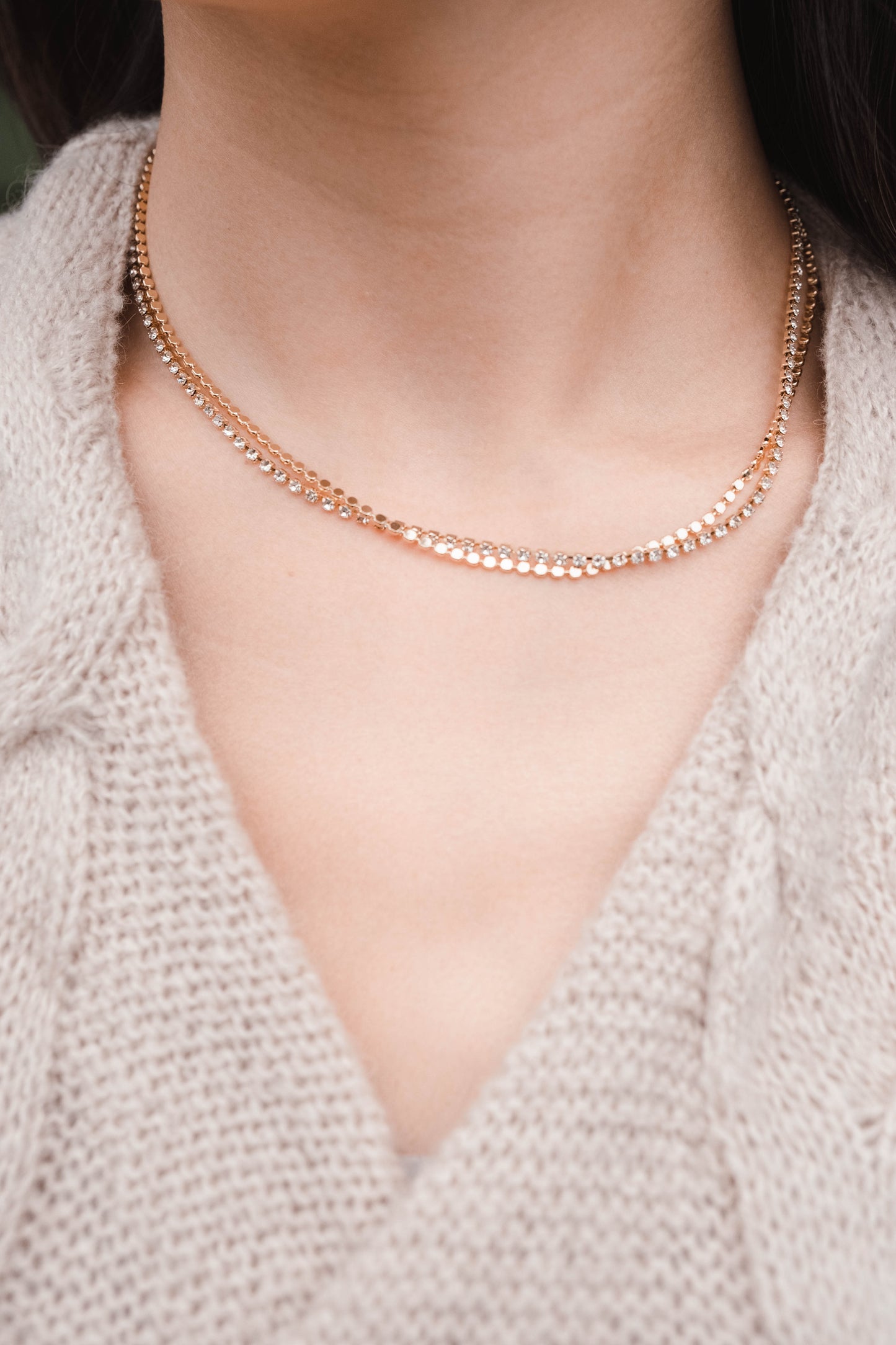 [ 低調 bing bing 雙鏈 ] Double Chain Sparkle Necklace - Gold