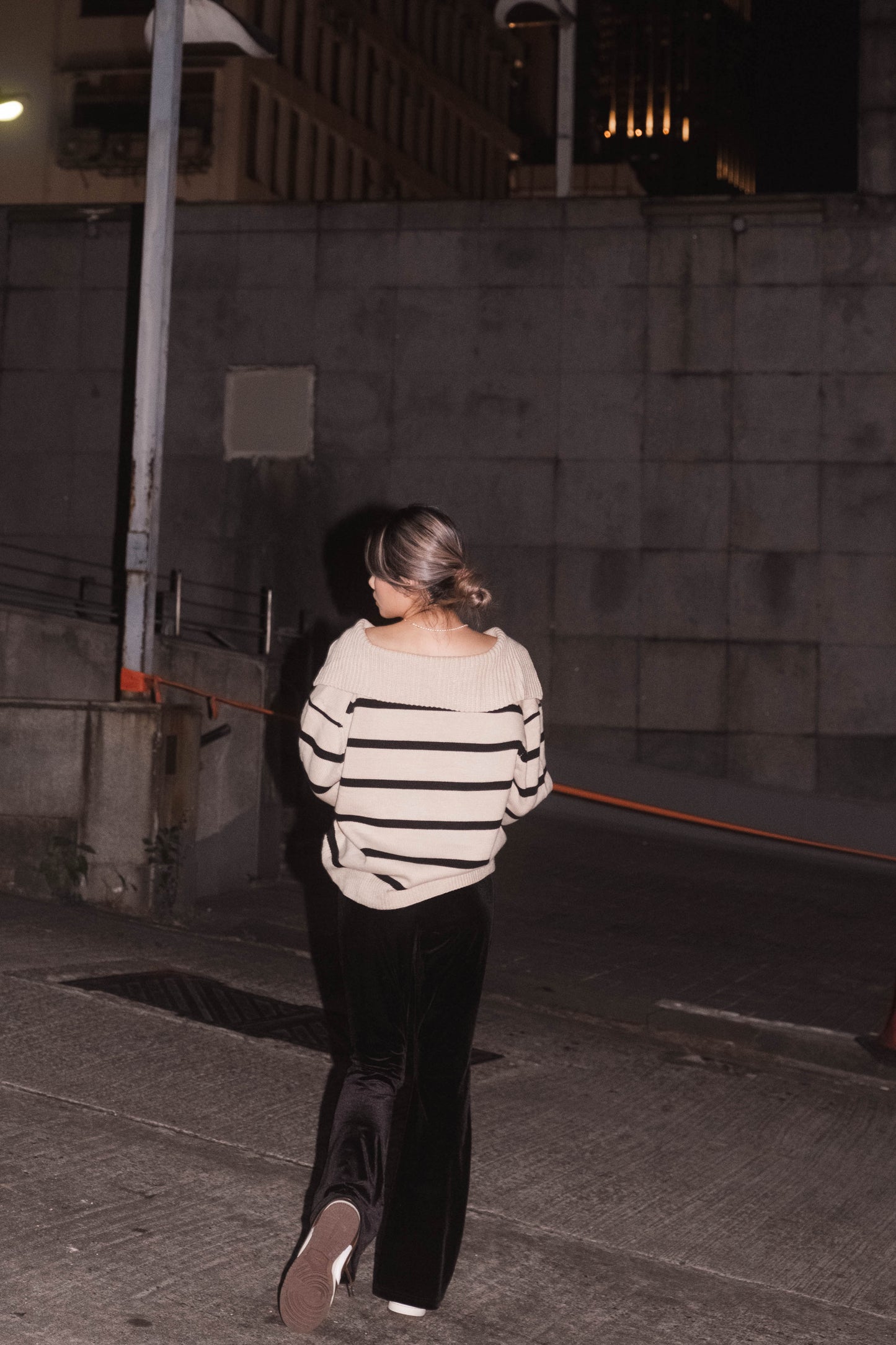 [ 知性歐美寬鬆冷衫 ] Over Collar Oversized Sweater Stripes