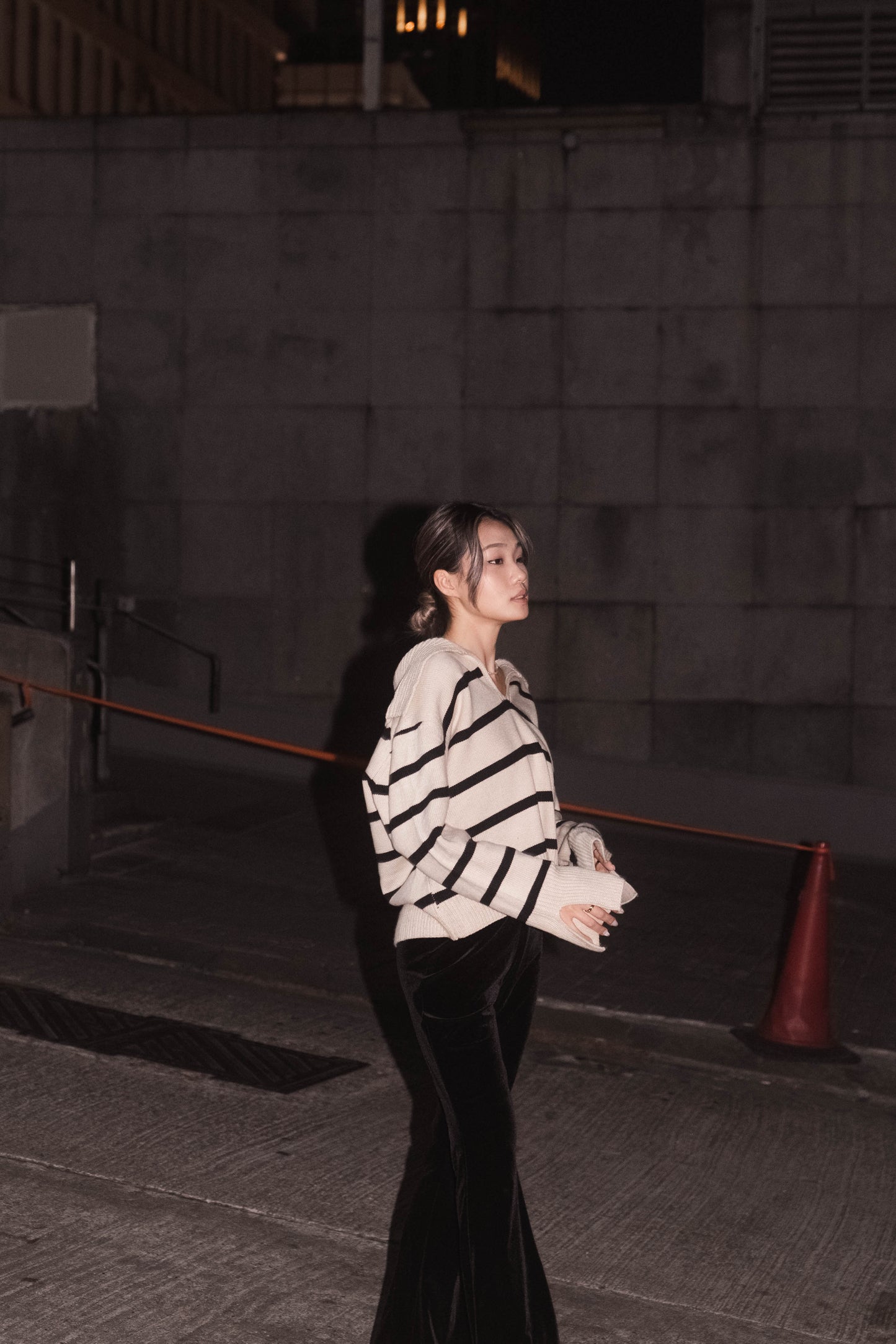 [ 知性歐美寬鬆冷衫 ] Over Collar Oversized Sweater Stripes