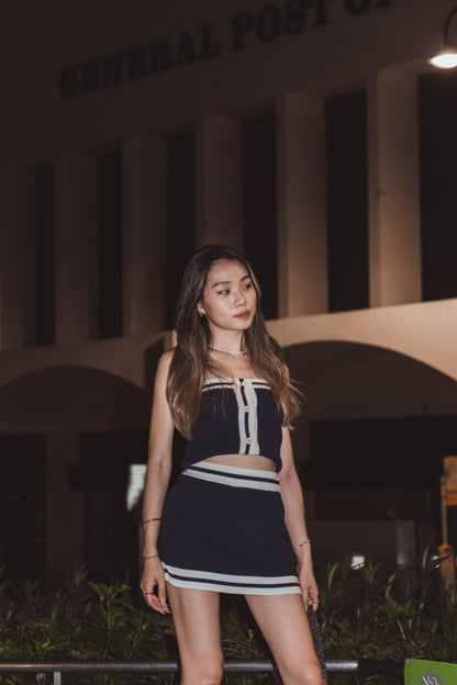 [ 針織小性感set! ] Sassy Sailor Set - Navy