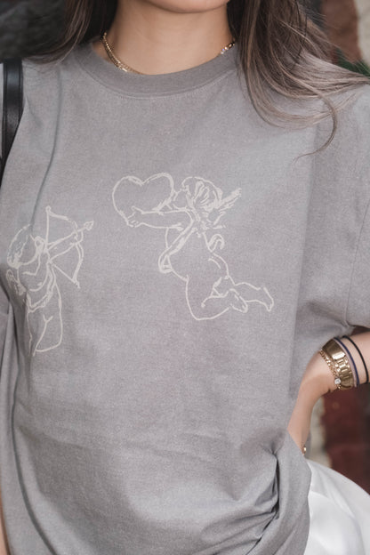 [ 春夏必備~ 寬鬆大TEE~ 情侶裝OK! ] ˚₊‧꒰ა ☆ ໒꒱ ‧₊˚ Baby Angel Graphic Tee - 2 colours
