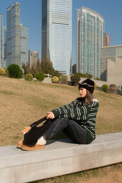 [ 墨綠橫間 🏫 歐美校園風 ] Canvas Sweater Oversize