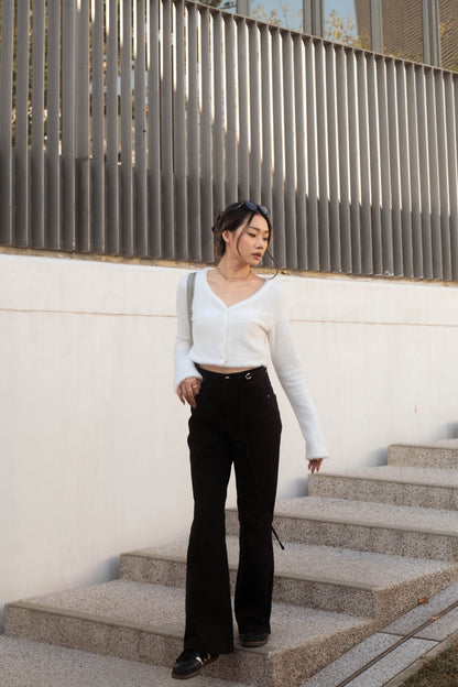 SALE [ 舒服 + 靚cut 🪽 歐美隨性高腰喇叭褲 ] Way Cool Mini Belt Flare Pants - 2 colours