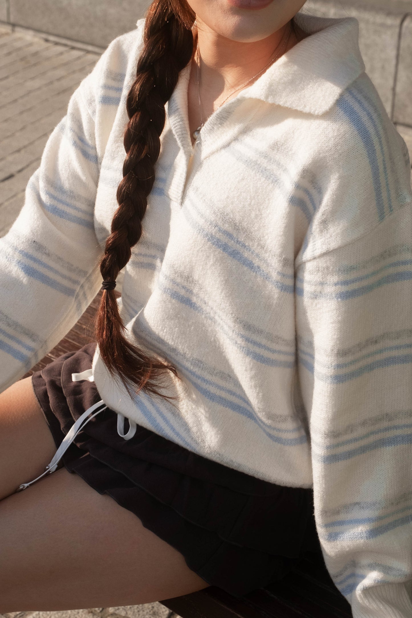 [ 美美的配色~ 🧺🩶舒服百搭翻領冷衫 ] Copenhagen Stripes Sweater - 3 colours
