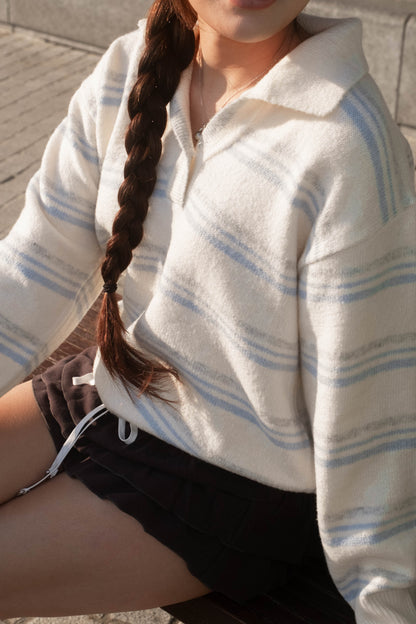 [ 美美的配色~ 🧺🩶舒服百搭翻領冷衫 ] Copenhagen Stripes Sweater - 3 colours
