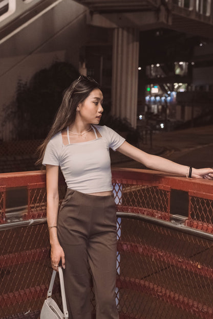 [ Basic 中的小 details ] Square Neck Tie-up Top - White
