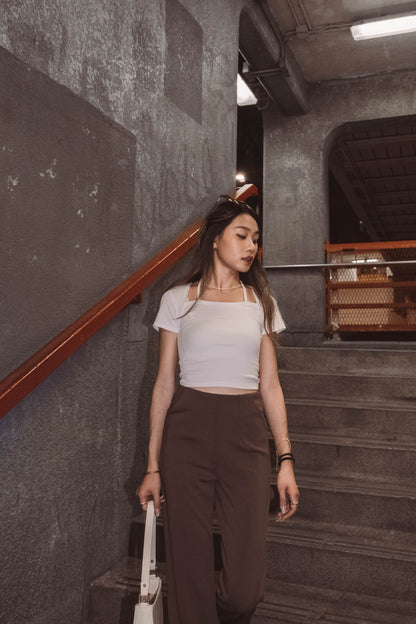 [ Basic 中的小 details ] Square Neck Tie-up Top - White