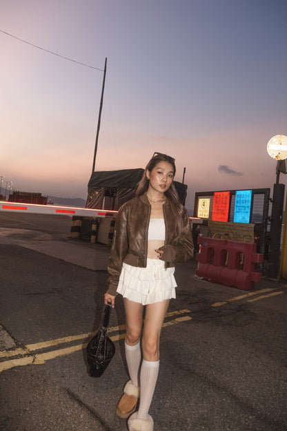 [ 型格 Bomber 飛機皮褸 ] Loved Bomber Faux Leather Jacket - 2 colours