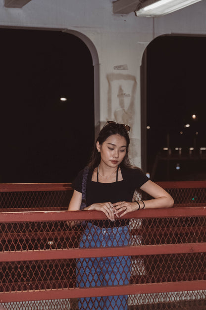 [ Basic 中的小 details ] Square Neck Tie-up Top - Black
