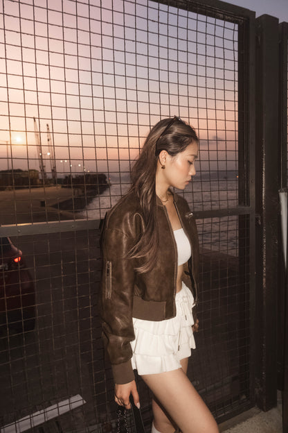 [ 型格 Bomber 飛機皮褸 ] Loved Bomber Faux Leather Jacket - 2 colours