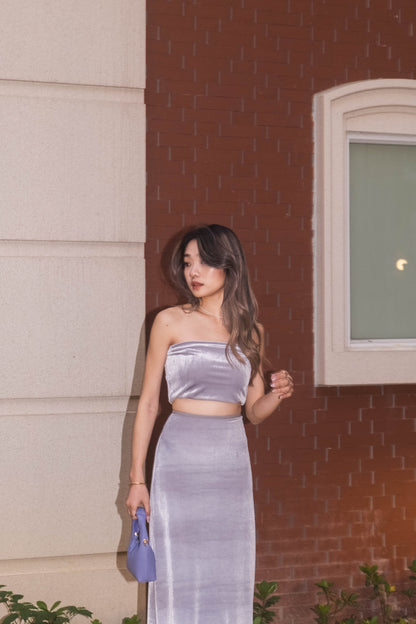 [ 氣質款 ! 高質絨面長裙 ] Shimmer Velvet Tube Top - 4 colours