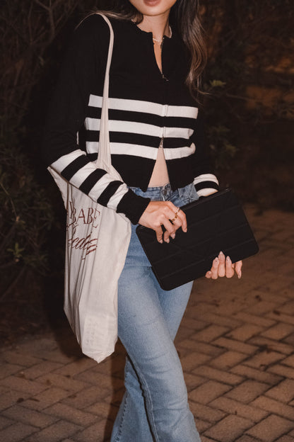 [ OLD MONEY 簡約高級感! ] Squashy Zipping Up Cardigan Stripes