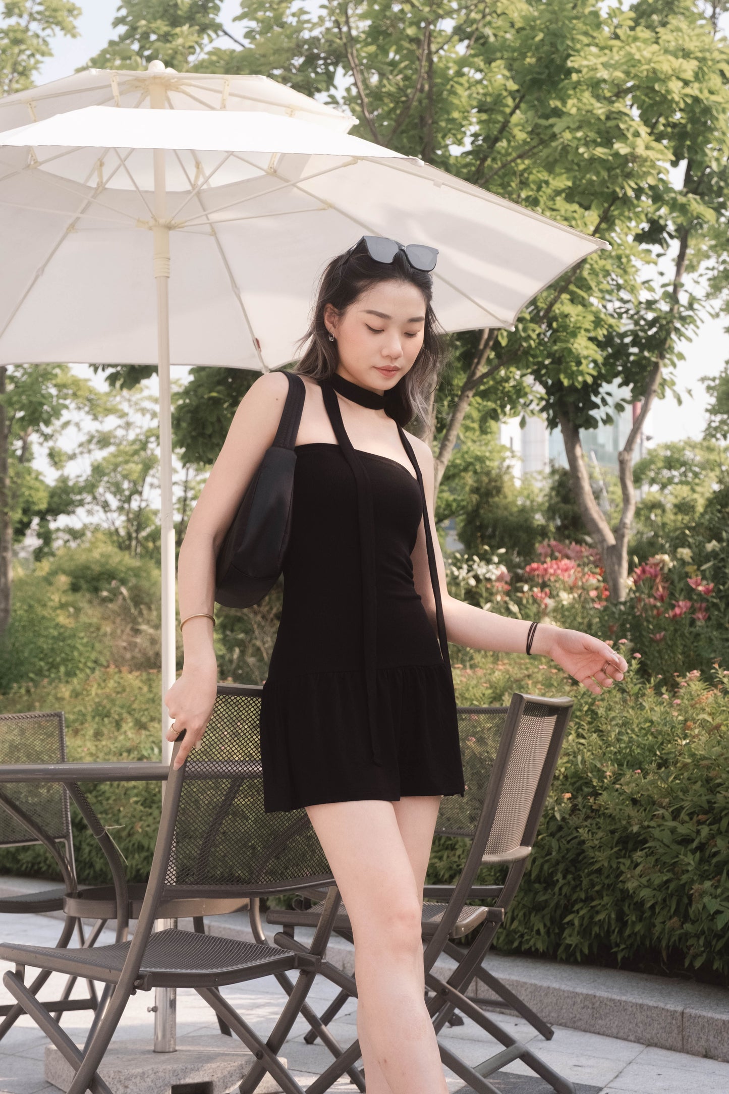 [ 韓國連線 🇰🇷 超推薦 !! 小魚尾軟糯連身裙 ] Little Arial Mini Dress (with skinny scarf) - Black