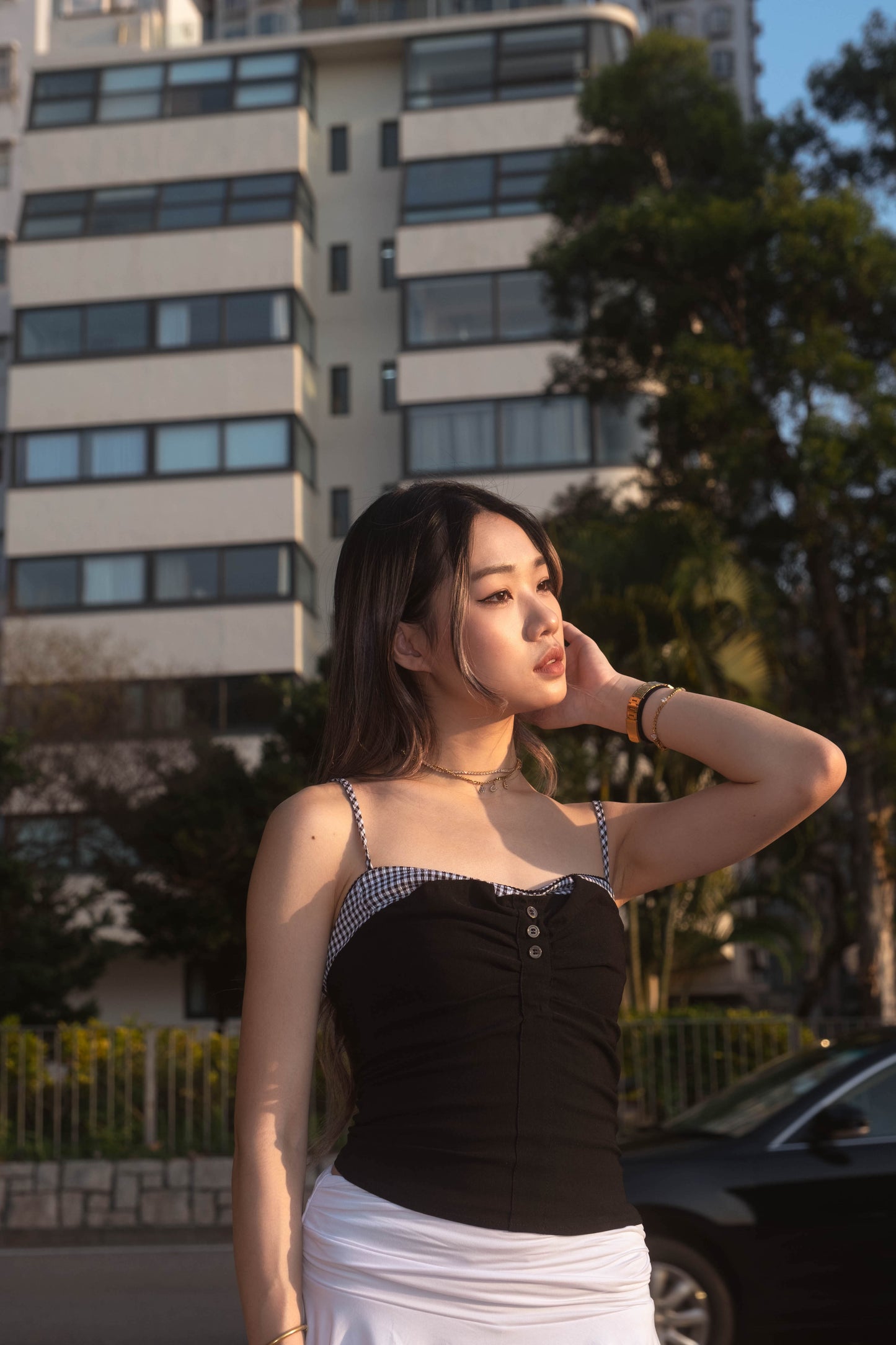 [ 又型又 sweet 🖤🪽💞 假兩件小性感吊帶~ ] Two Layered Cami Checked