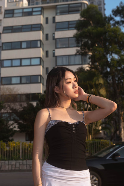 [ 又型又 sweet 🖤🪽💞 假兩件小性感吊帶~ ] Two Layered Cami Checked