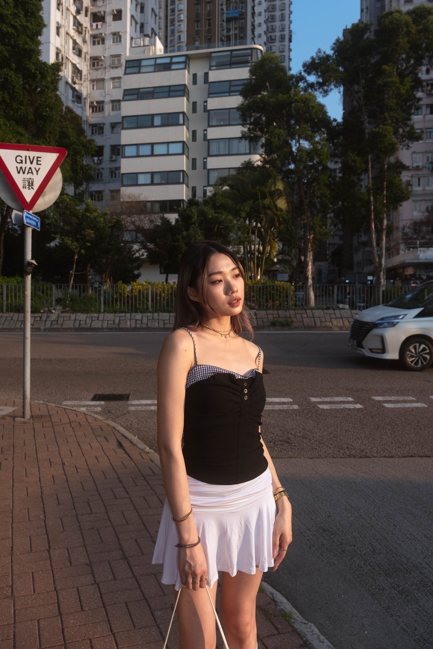 [ 又型又 sweet 🖤🪽💞 假兩件小性感吊帶~ ] Two Layered Cami Checked