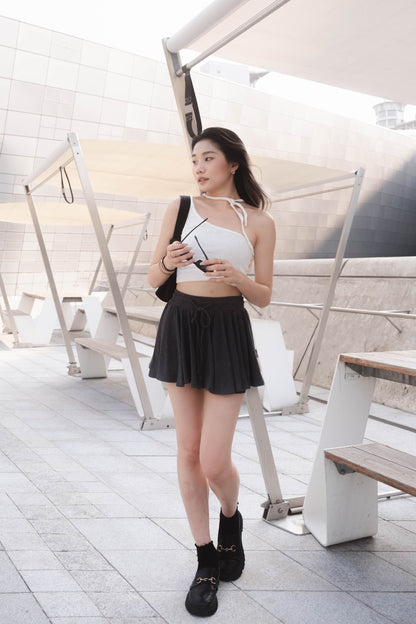 [ 韓國連線 🇰🇷 極柔軟 ! 雲感飄飄短裙 ☁️ 內置打底 ]  Cozy Flowing Skirt - Dark Grey