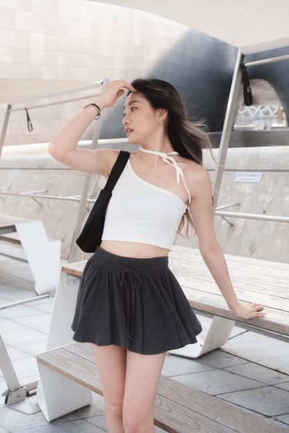 [ 韓國連線 🇰🇷 極柔軟 ! 雲感飄飄短裙 ☁️ 內置打底 ]  Cozy Flowing Skirt - Dark Grey