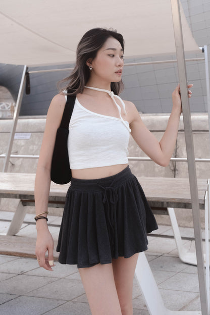 [ 韓國連線 🇰🇷 極柔軟 ! 雲感飄飄短裙 ☁️ 內置打底 ]  Cozy Flowing Skirt - Dark Grey