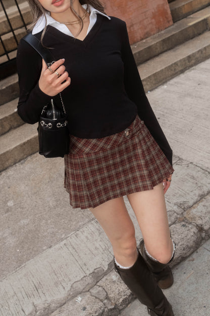 [ 🆕 cute & sassy! 英倫風百摺短裙 ] Irish Mini Skirt Checked