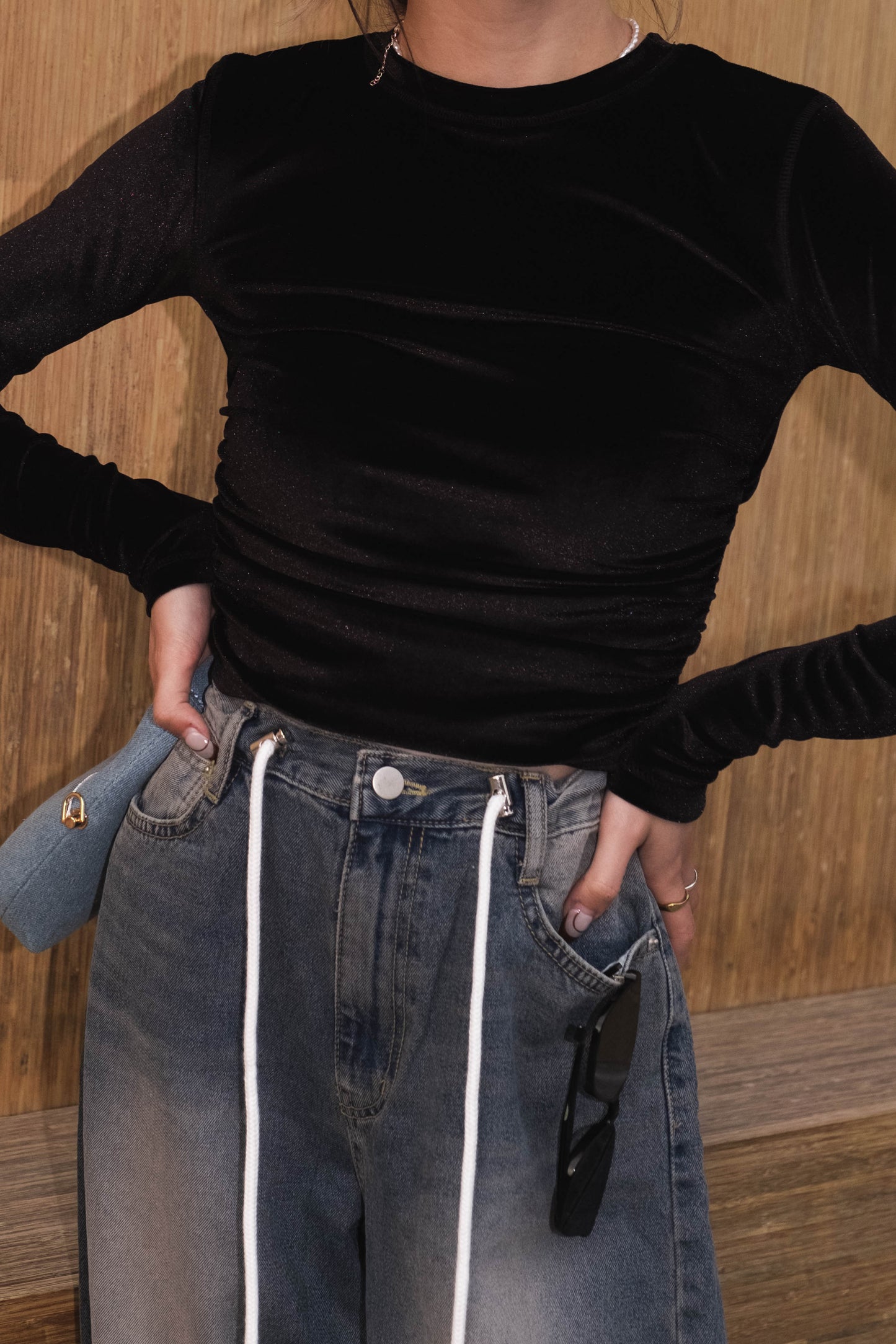 [ 型爆! 束繩直筒寬鬆牛仔 ] Cable Tie Baggy Jeans