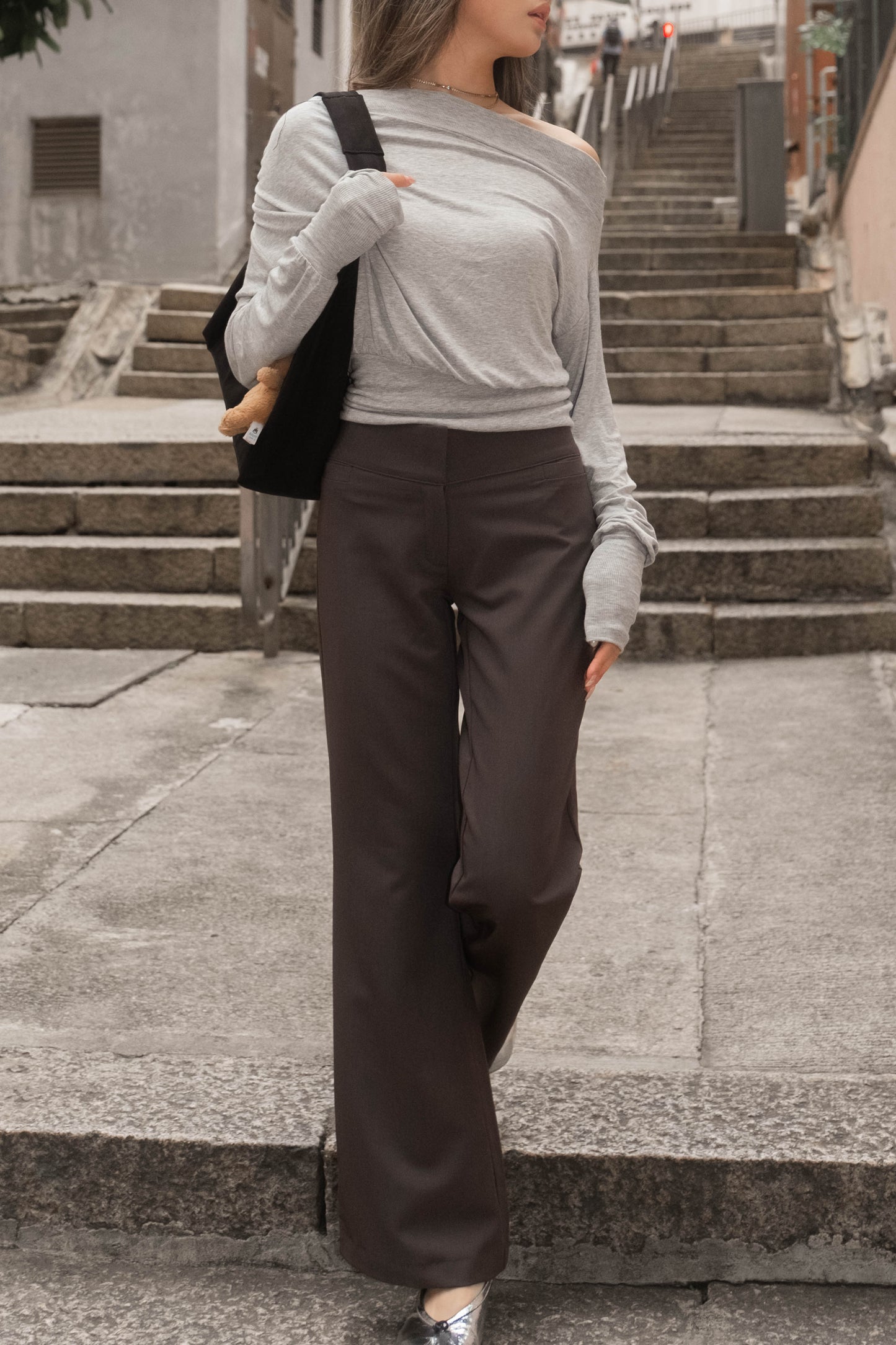[ 🆕 歐美型格ִ ࣪𖤐.ᐟ 超顯瘦 低腰喇叭褲 ] Anna Low Waist Flare Slack Pants - 2 colours