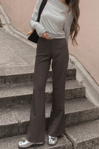 [ 🆕 歐美型格ִ ࣪𖤐.ᐟ 超顯瘦 低腰喇叭褲 ] Anna Low Waist Flare Slack Pants - 2 colours