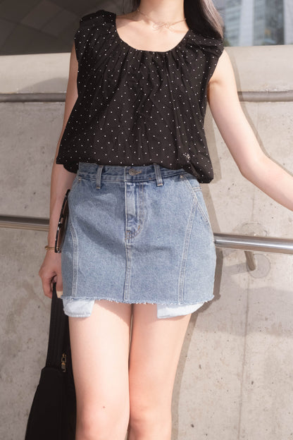 [ 韓國連線 🇰🇷 顯高~ 包臀彈性牛仔裙！] Inside Out Denim Skirt - Denim Blue