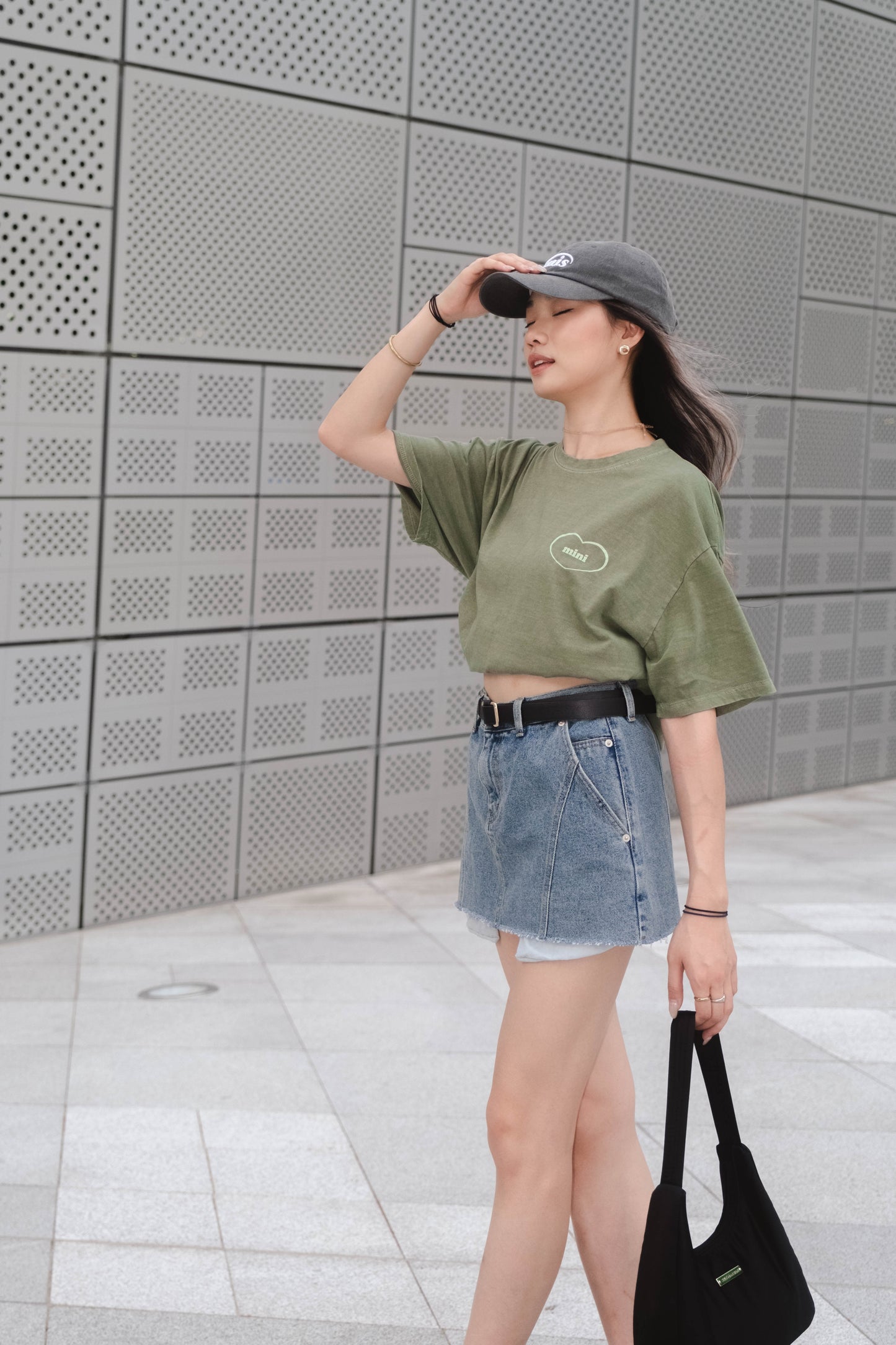 [ 韓國連線 🇰🇷 休閒型格 ! 簡約做舊 oversized tee ]  Mini Oversized Tee - Green