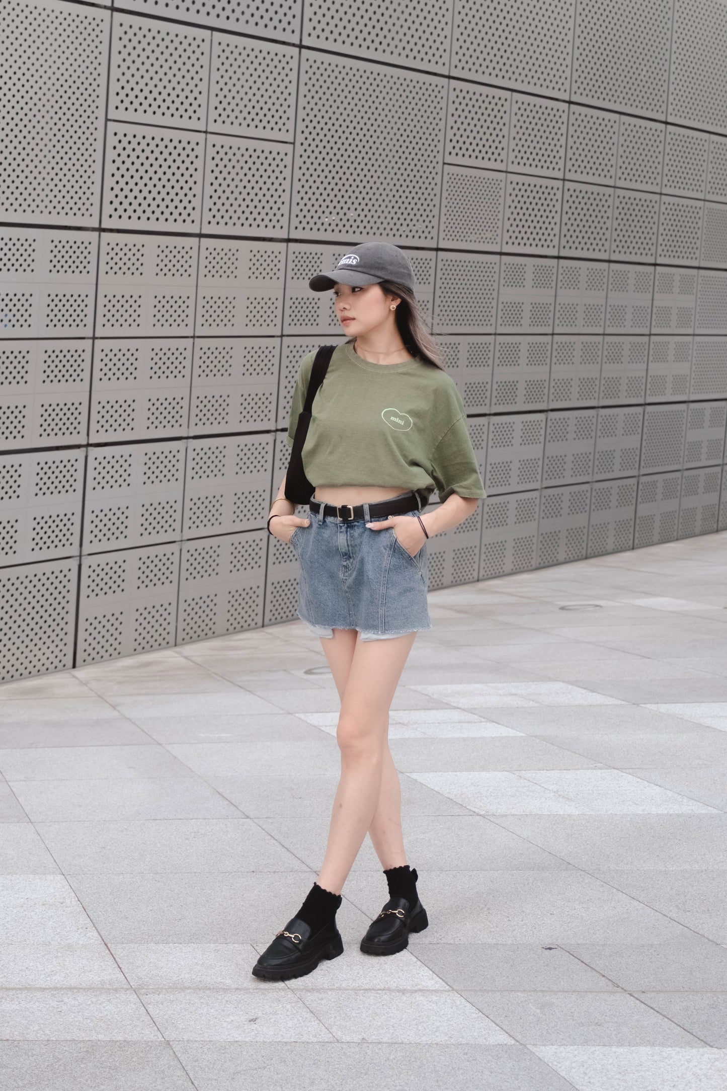 [ 韓國連線 🇰🇷 休閒型格 ! 簡約做舊 oversized tee ]  Mini Oversized Tee - Green