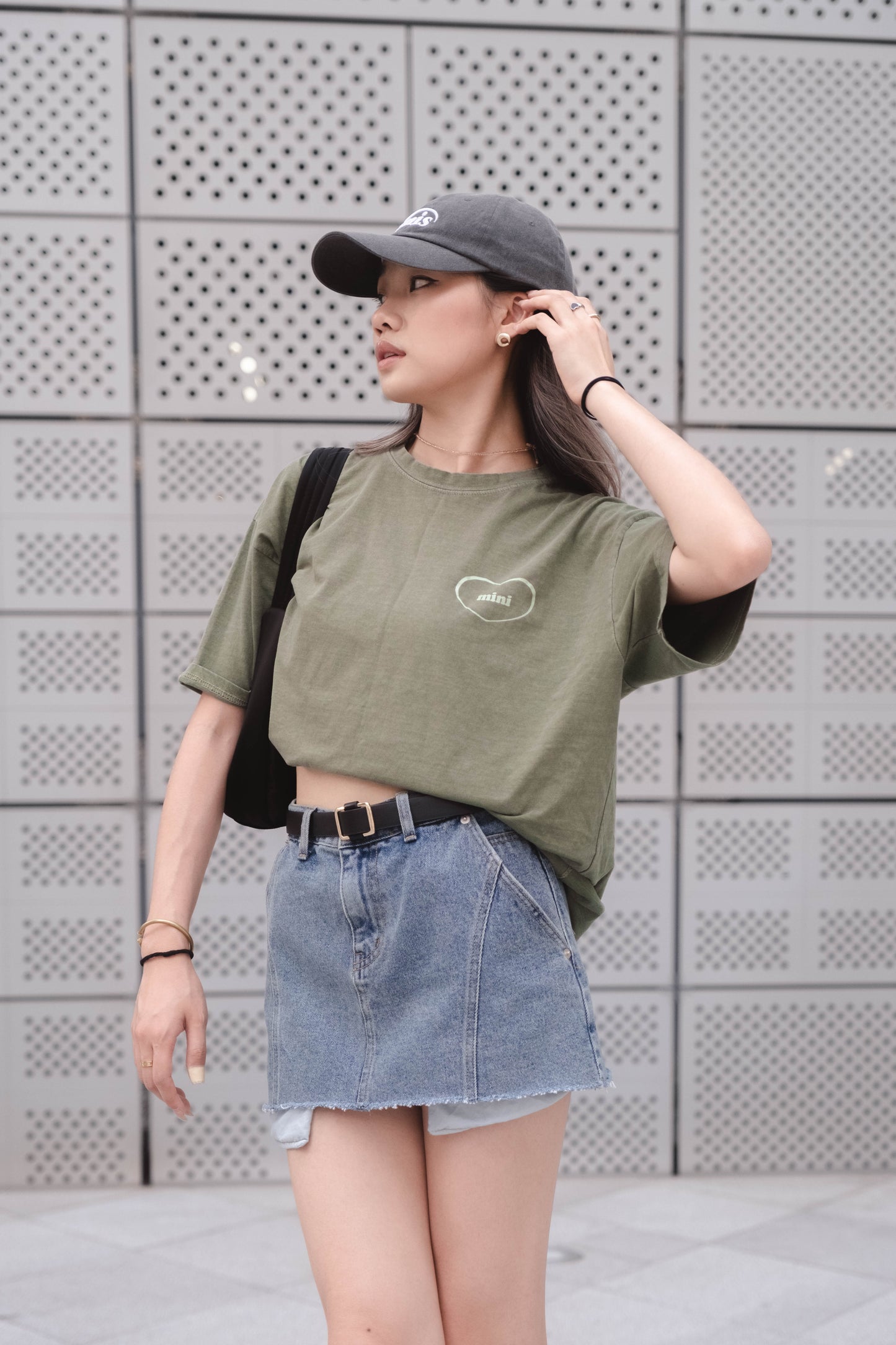 [ 韓國連線 🇰🇷 休閒型格 ! 簡約做舊 oversized tee ]  Mini Oversized Tee - Green