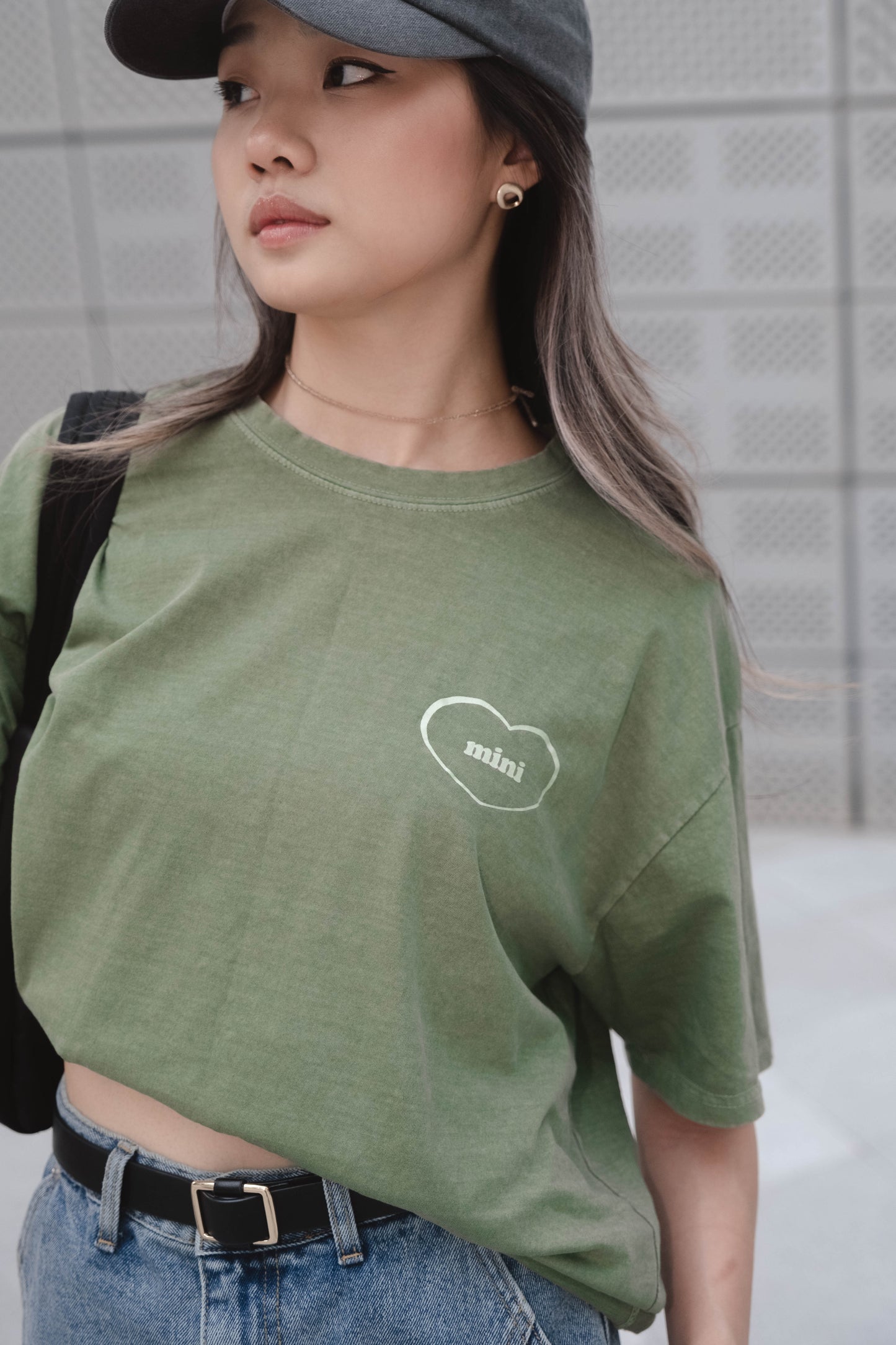 [ 韓國連線 🇰🇷 休閒型格 ! 簡約做舊 oversized tee ]  Mini Oversized Tee - Green