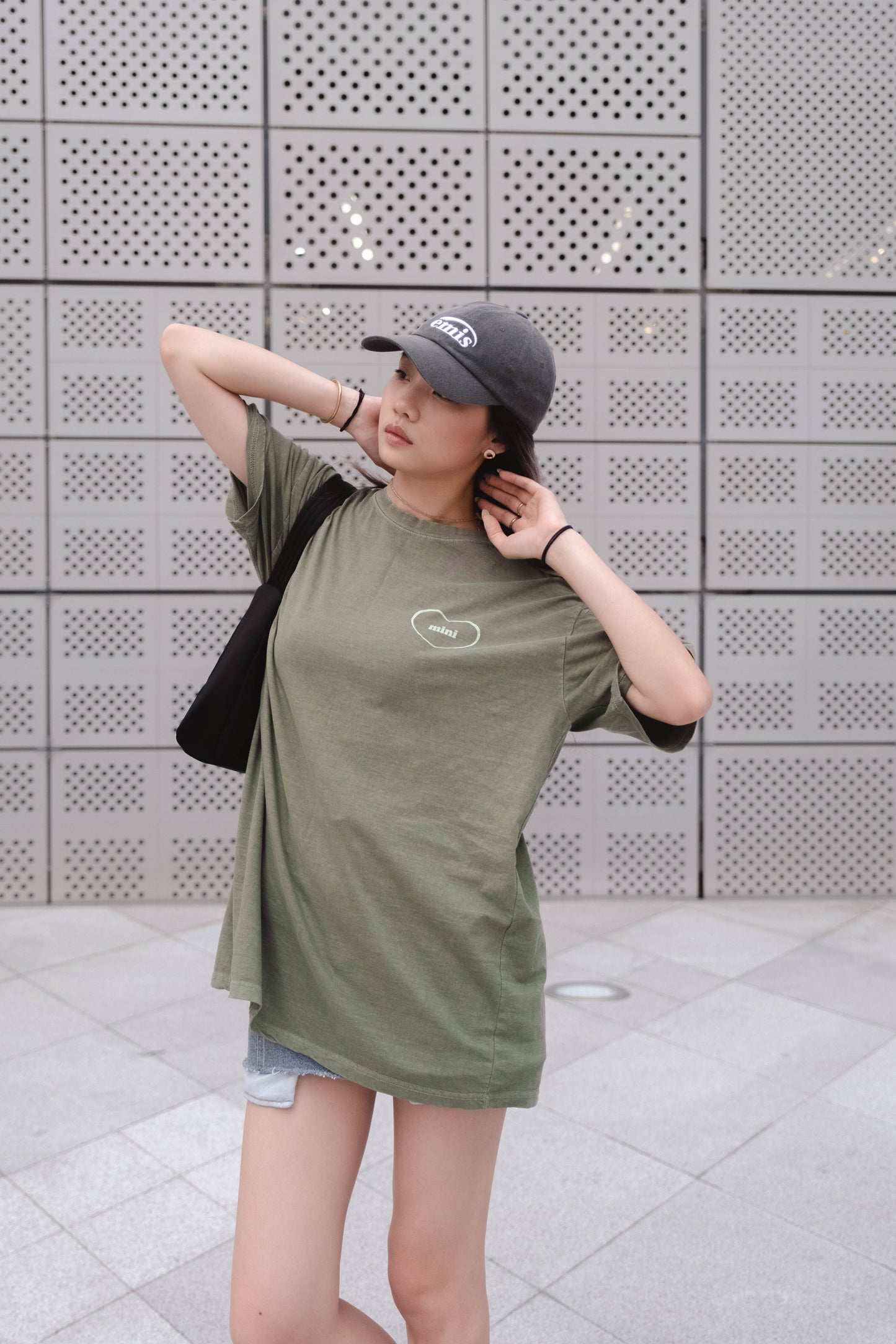 [ 韓國連線 🇰🇷 休閒型格 ! 簡約做舊 oversized tee ]  Mini Oversized Tee - Green