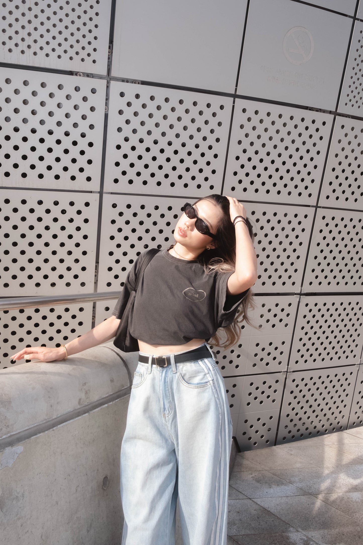 [ 韓國連線 🇰🇷 休閒型格 ! 簡約做舊 oversized tee ]  Mini Oversized Tee - Charcoal