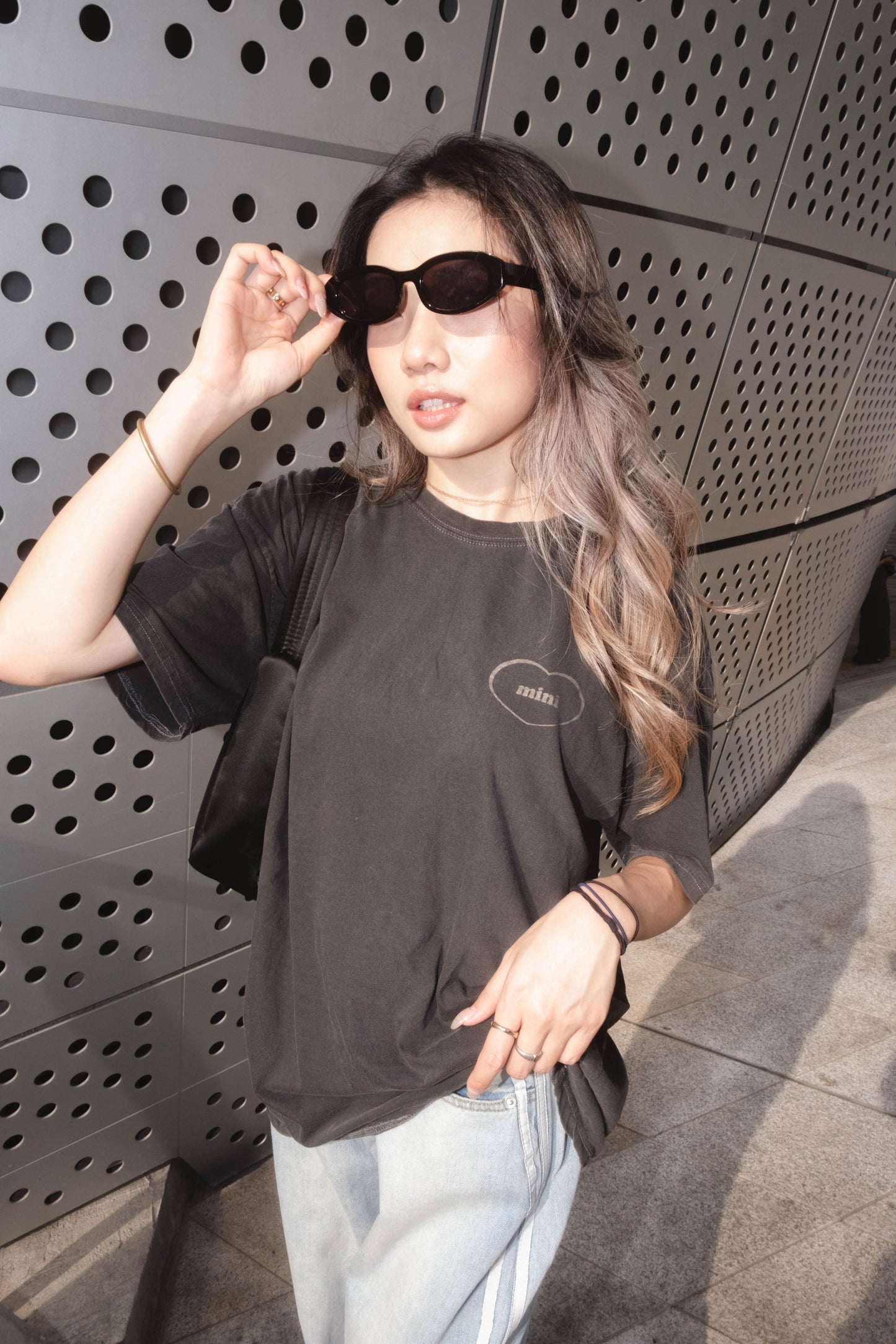 [ 韓國連線 🇰🇷 休閒型格 ! 簡約做舊 oversized tee ]  Mini Oversized Tee - Charcoal