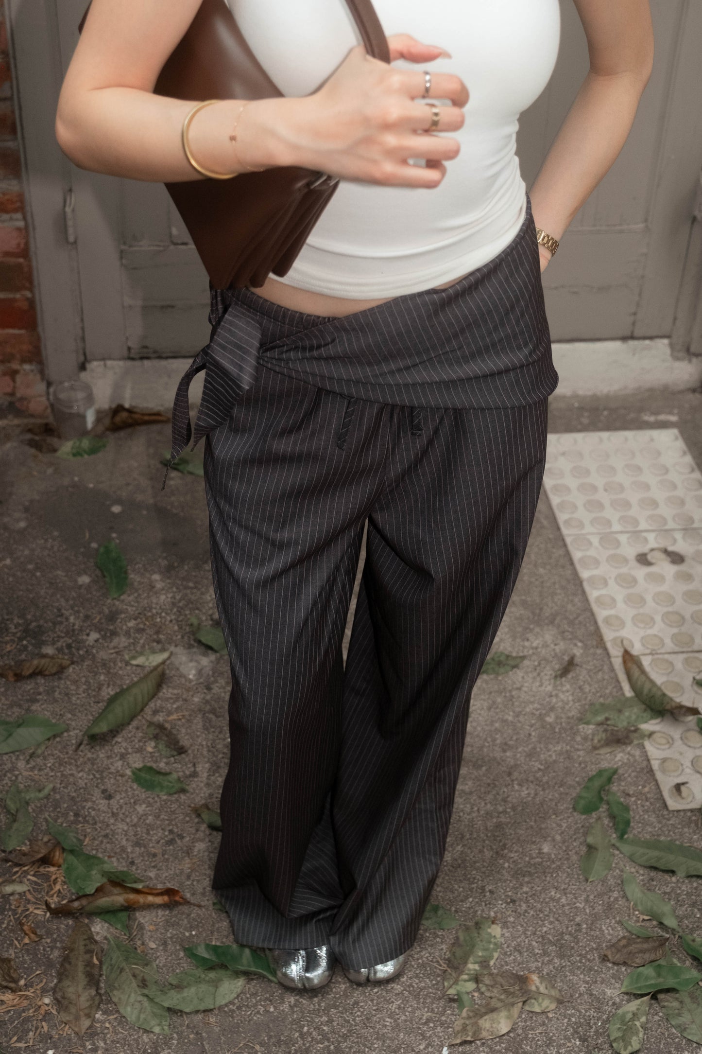 [ 🆕 極力大推薦 .✦ ݁˖ 清爽涼浸浸⋆˚࿔直間休長褲 ] Everyday Pants Stripes (with small scarf) - 2 colours