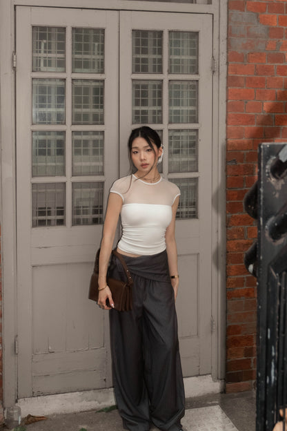 [ 🆕 極力大推薦 .✦ ݁˖ 清爽涼浸浸⋆˚࿔直間休長褲 ] Everyday Pants Stripes (with small scarf) - 2 colours