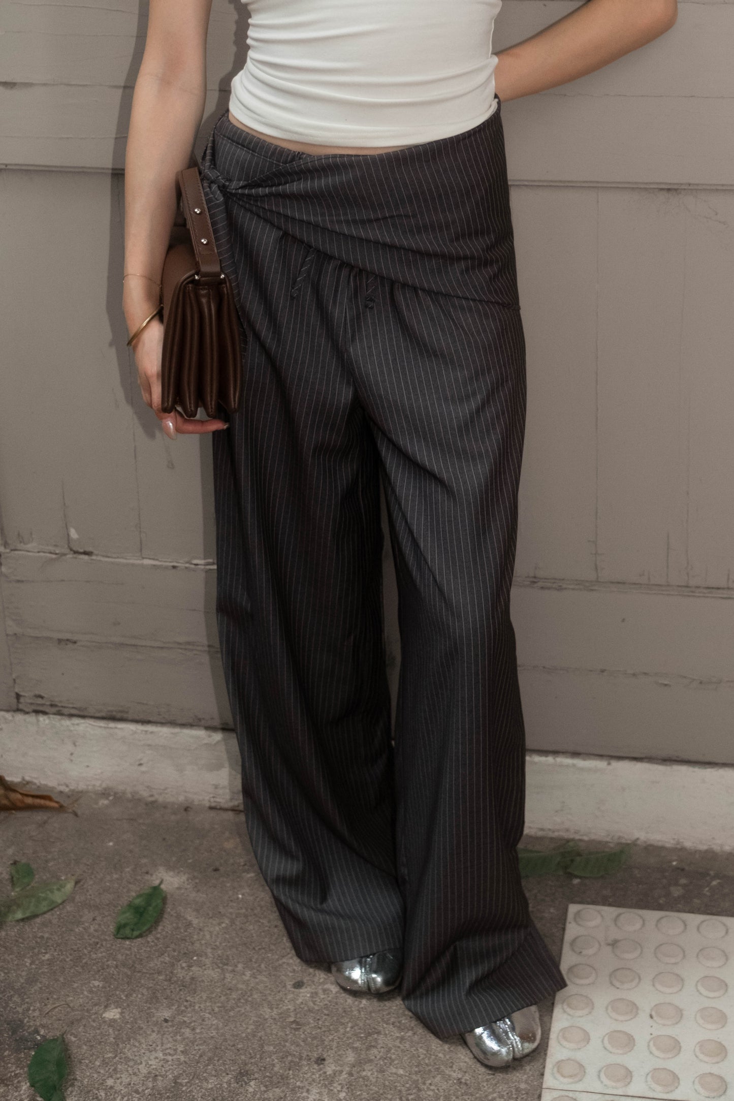 [ 🆕 極力大推薦 .✦ ݁˖ 清爽涼浸浸⋆˚࿔直間休長褲 ] Everyday Pants Stripes (with small scarf) - 2 colours