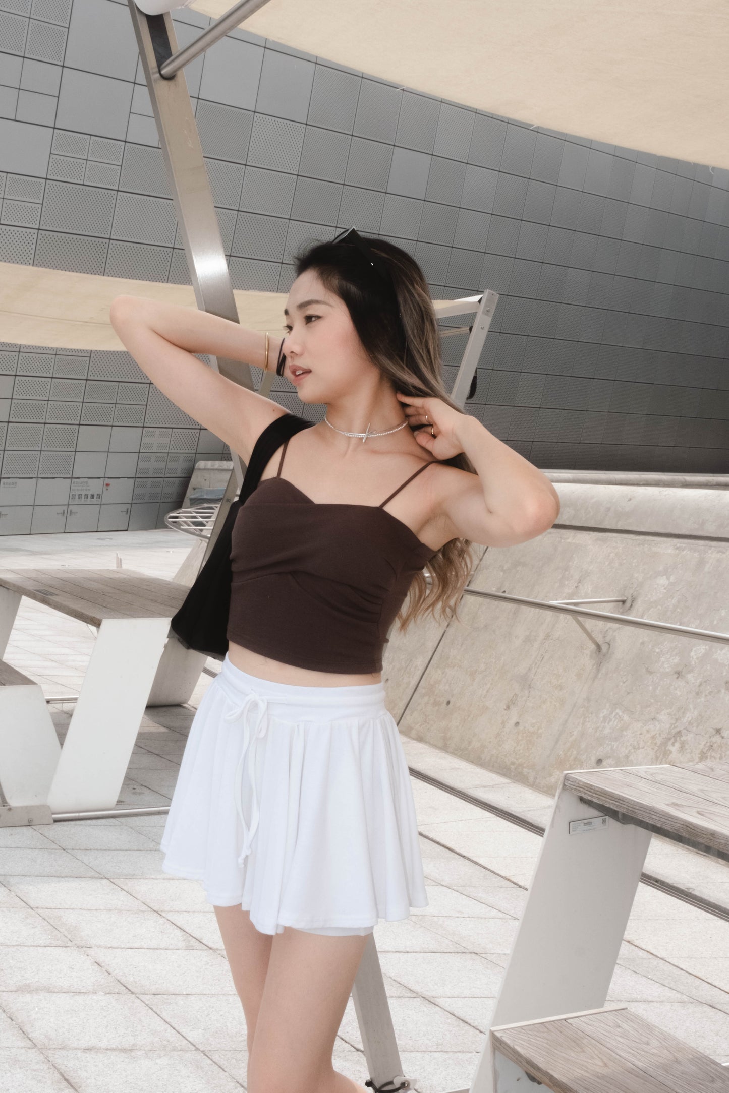 [ 韓國連線 🇰🇷 簡約彈性 & Padded ] Danish Padded Cami - Choco