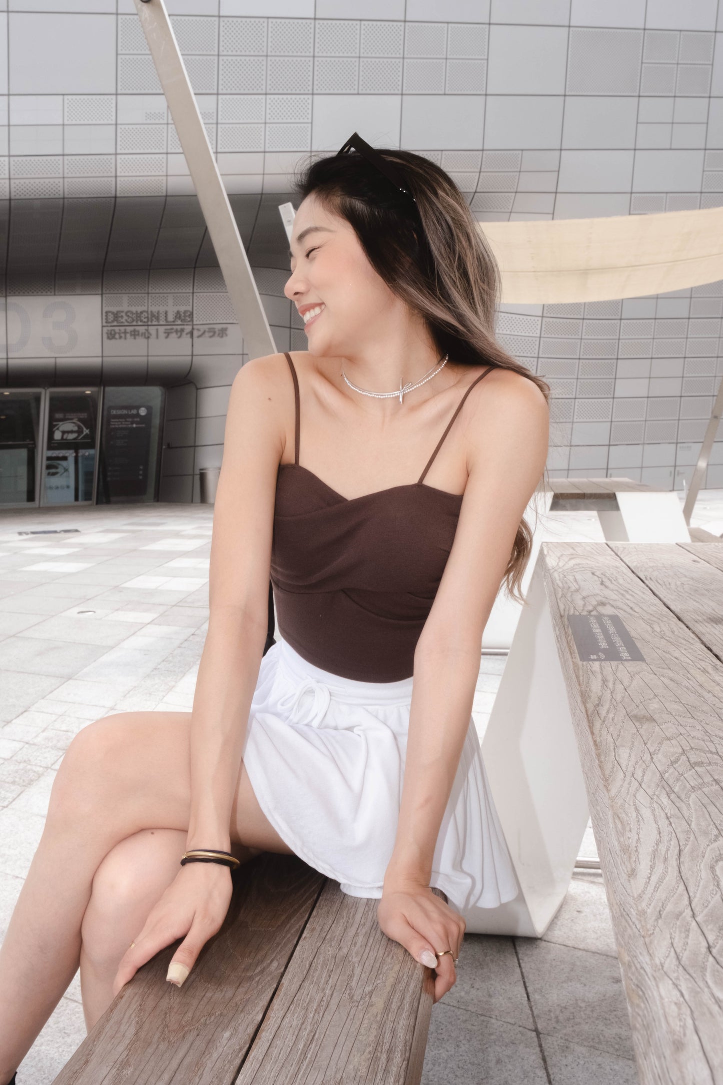 [ 韓國連線 🇰🇷 簡約彈性 & Padded ] Danish Padded Cami - Choco