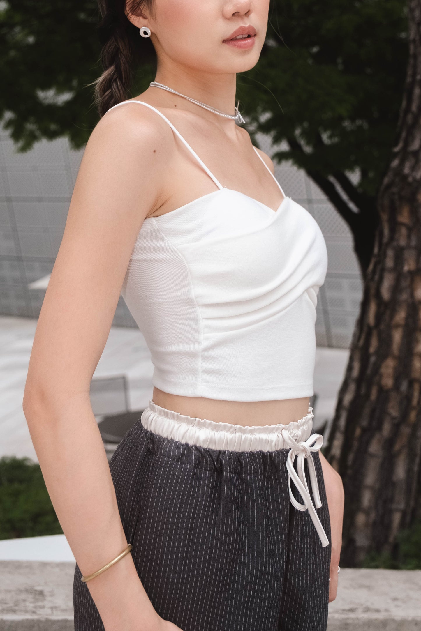 [ 韓國連線 🇰🇷 簡約彈性 & Padded ] Danish Padded Cami - White